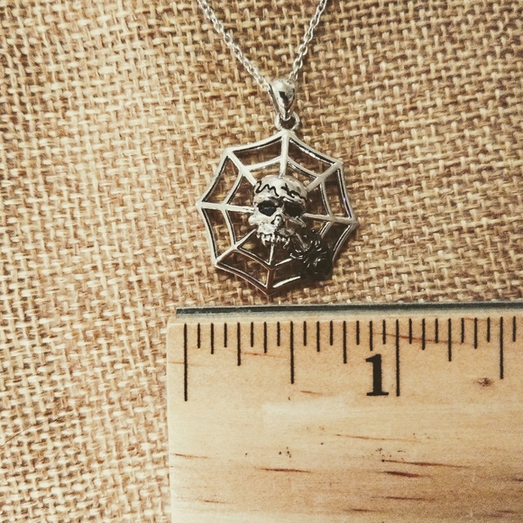 Spiderweb Pirate Skull Pendant - Picture 2 of 11